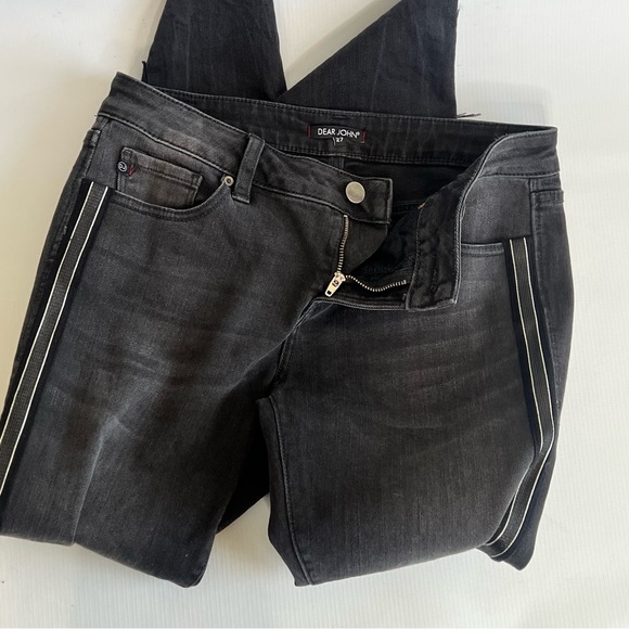 Dear John Light Black Stripe Step Hem Joyrich Jeans - Picture 7 of 10